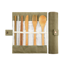 Load image into Gallery viewer, 1PC Bamboo Fiber Tableware Set Travel Cutlery Flatware Reusable Eco Friendly Portable Spoon Fork Chopsticks Utensils Set