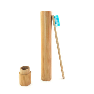 Portable Bamboo Toothbrush Set Travel with Bamboo Straw Case Brush Tube and Wooden Toothbrush Holder Natural Teeth Cleaning Tool