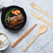 Load image into Gallery viewer, 1PC Bamboo Fiber Tableware Set Travel Cutlery Flatware Reusable Eco Friendly Portable Spoon Fork Chopsticks Utensils Set
