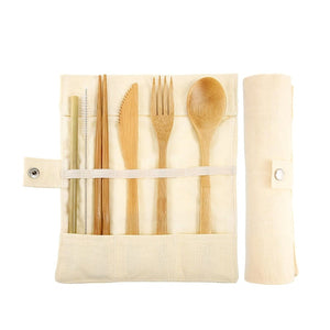 1PC Bamboo Fiber Tableware Set Travel Cutlery Flatware Reusable Eco Friendly Portable Spoon Fork Chopsticks Utensils Set