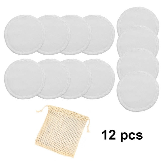12PCS/SET Reusable Bamboo Fiber Washable Rounds Pads Makeup Removal Cotton Pad Cleansing Facial Pad Tool New