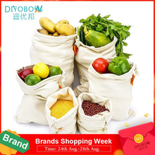 Load image into Gallery viewer, 12Pack Cotton Reusable Grocery Produce Bag Eco-friendly Cotton Drawstring Bags Zero Waste Canvas Fruit Food Storage Shopping Bag
